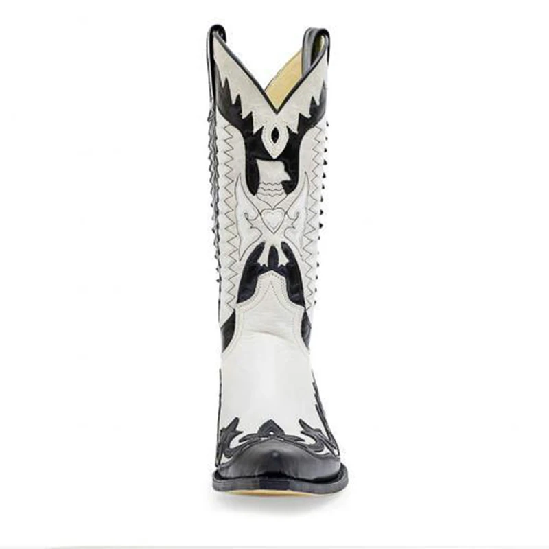 Men Leather Autumn Winter Mid-calf Handmade Retro Boots Black White For Men Zapatos De Hombre Leather boots Mens leather boots Motorcycle leather boots