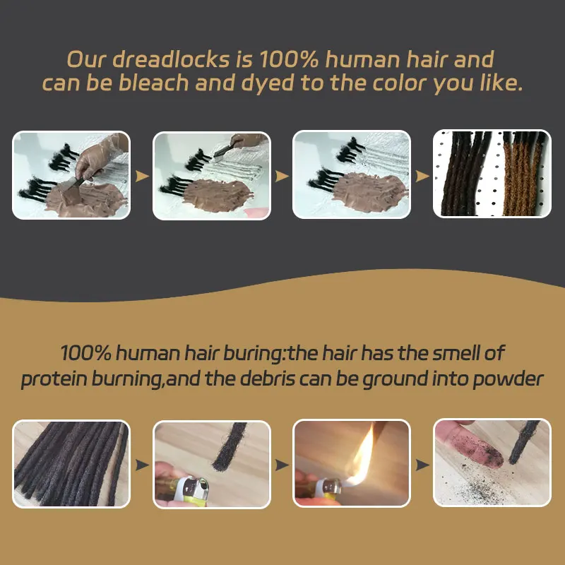 Dreadlocks de trame de cheveux humains 100% vierges, extensions faites à la main, têtes complètes, extrémités bouclées naturelles, Ombre 1B, 8-12 pouces