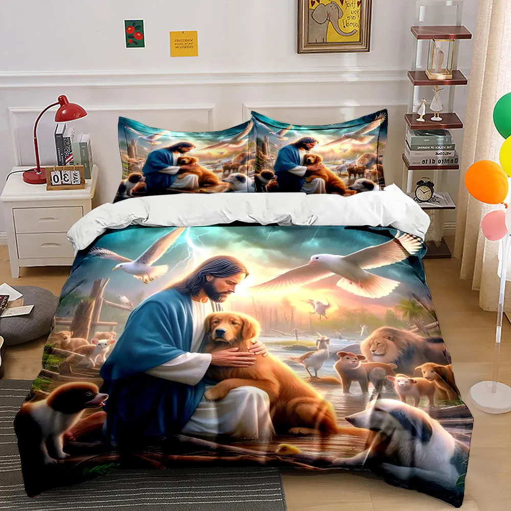 "Compassion for Animals in Nature" Exquisite three-piece bedding set gift for kids and adults 1