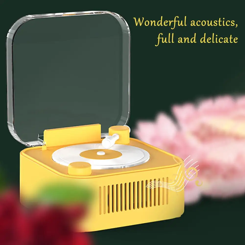 Retro Turntable Wireless Bluetooth-compatible Speaker Mini Portable Player Gift Card Desktop Record Ornaments Turntable Speaker 5