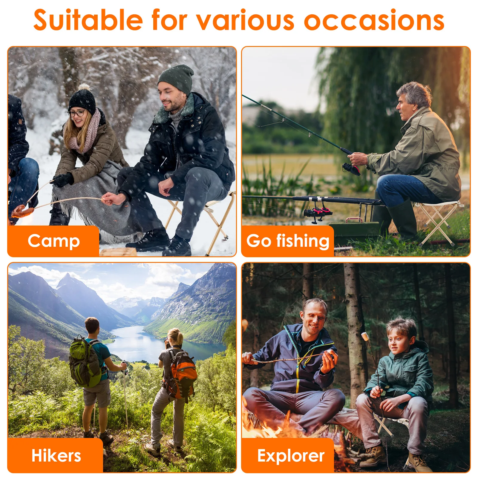 Outdoor Portable Folding Stool Camping Chair Fishing Chair Picnic Seat Tools