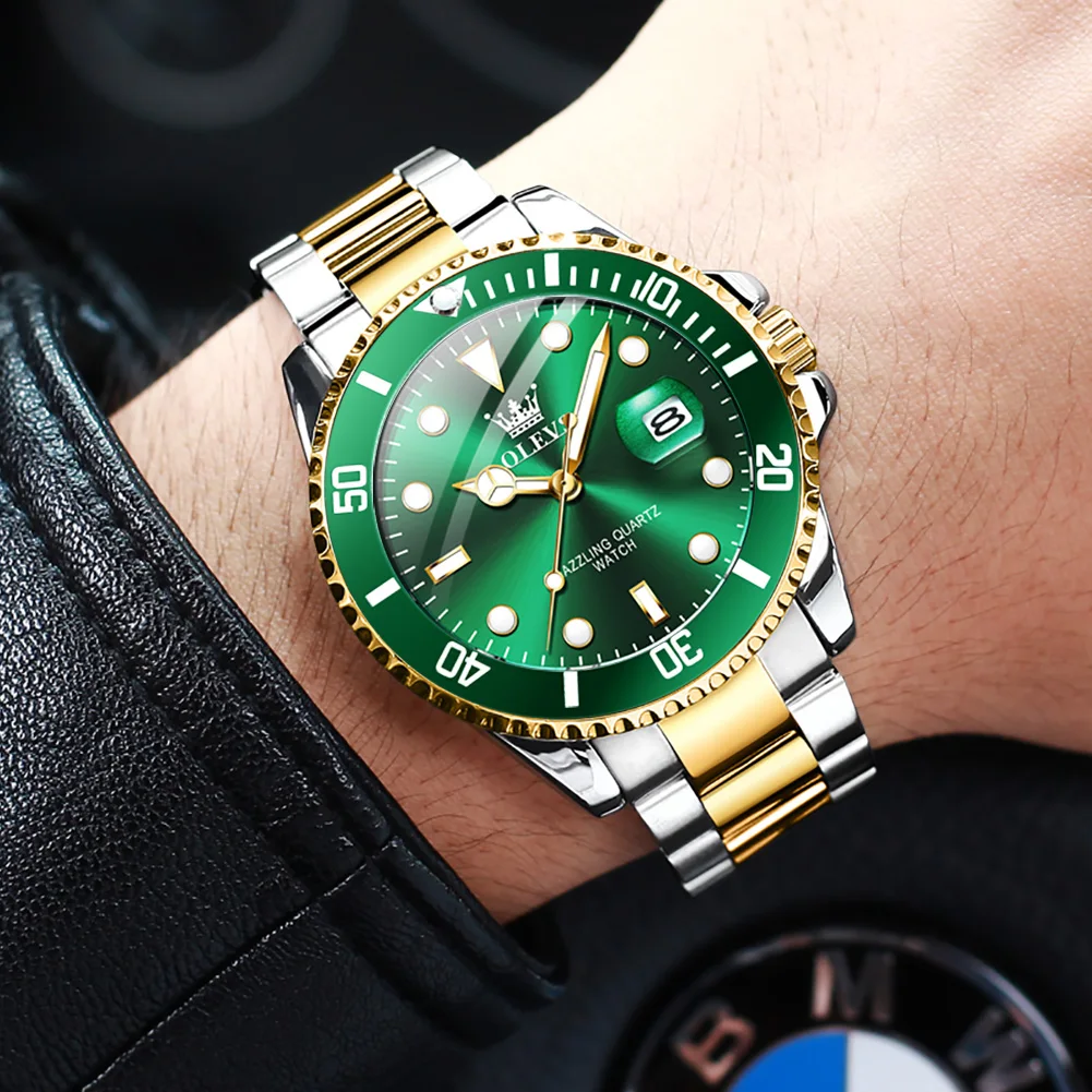 OLEVS Top Brand Men's Watches Trend Fashion Journal Type Original Watch for Man Waterproof Luminous Date magnifying Date Reloj