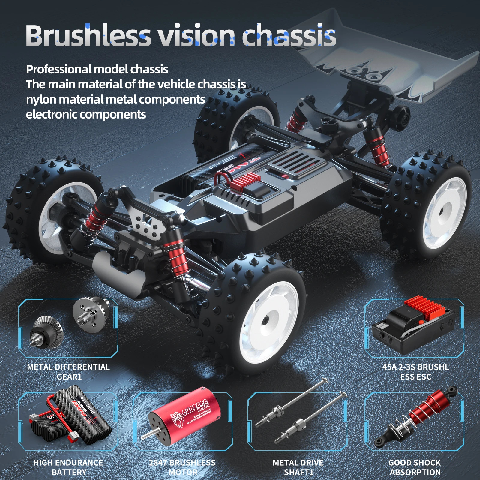 1:16 70KM/H Brushless RC Car Professional 4WD Electric High Speed Off-Road Remote Control Drift Toys for Kids VS WLtoys 144010 3