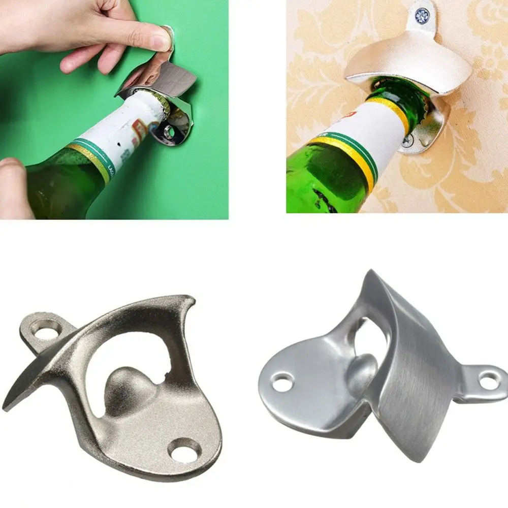 Stainless Steel Without Screws Bar Beer Soda Cap Tools Bottle Opener Wall Mounted
