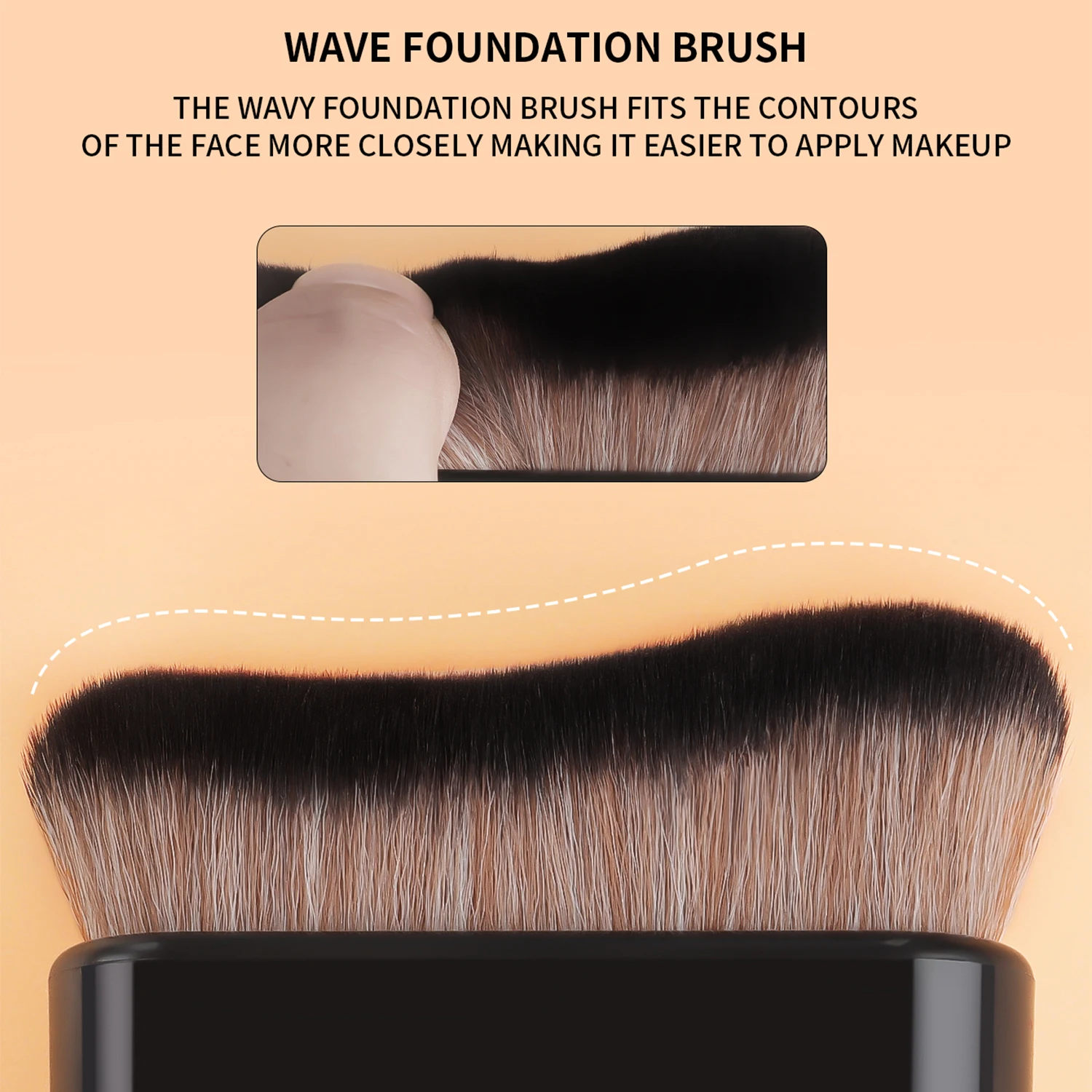 Nova Glam Essentials Wave Foundation Brush – Ergonomic Wavy Design for Streak-Free Blending