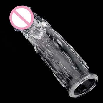 Reusable Penis Enlarger Condoms Ribbed G-Point Sex Toys Passionate Latex Contraceptives Sex Goods for Men Delay Ejaculation 18+ 1