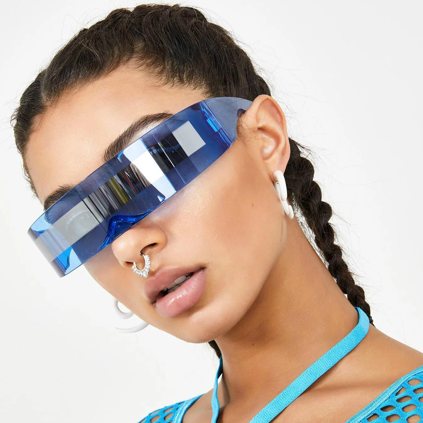 Futuristic Visor Sunglasses Mirrored Lens For Women & Men_voghion.com