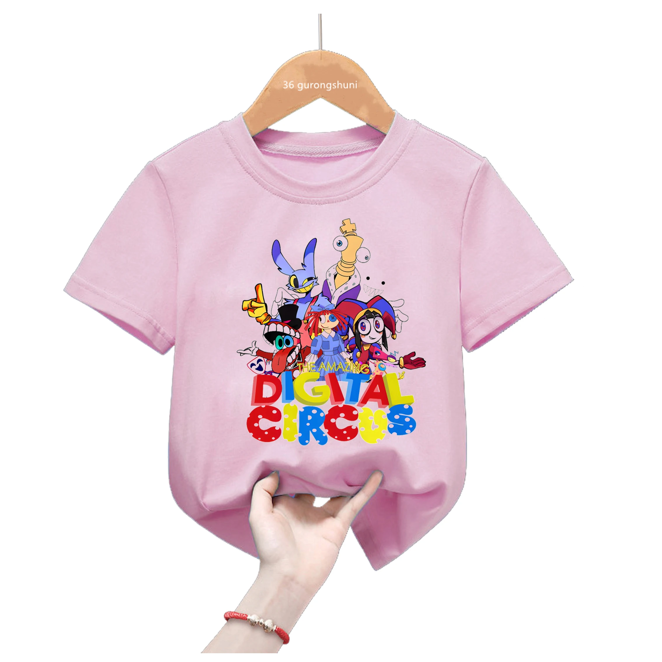 

Hot Sale The Amazing Digital Circus Graphic Cartoon Pink T Shirt Kids Clothes Boys Girls Baby Tshirt Unisex Fashion Tops
