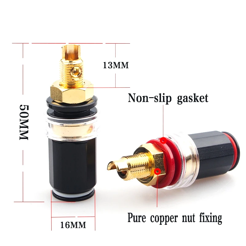 4Pcs HiFi Speaker Terminal Connector Binding Post Spade Banana Plug Socket Audio Adapter