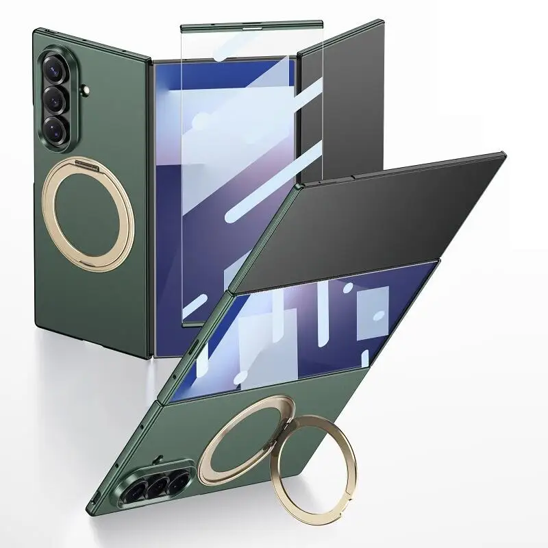 Magnetic 360° Rotating Ring Holder Case with Glass Protector