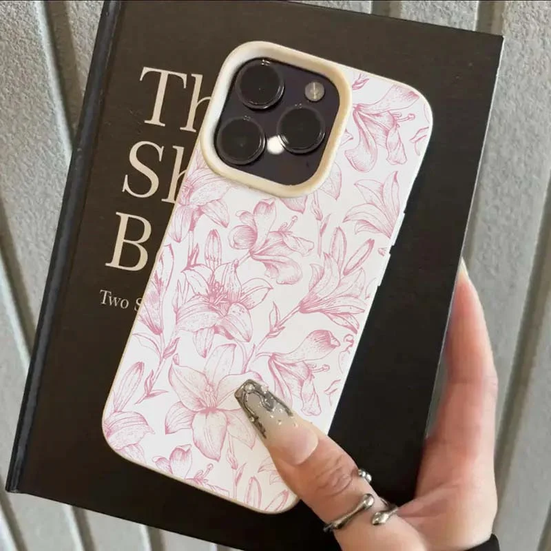 Elegant Pink Lily Phone Case for iPhone 11 12 13 14 15 16 17 Pro