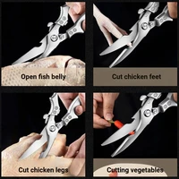 กรรไกรครัวสำหรับงานหนัก กรรไกรอาหารสแตนเลสอเนกประสงค์สำหรับตัดกระดูกปลาสัตว์ปีก ดีไซน์ปลอดภัยสำหรับเครื่องล้างจาน 5