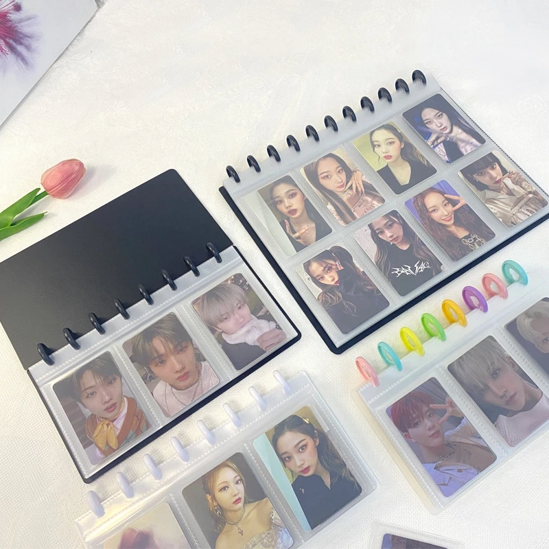 Kpop Photocard Binder 4/8/9 Girds Large Capacity Photo Albums Idol Cards Storage Book Transparent Binder Background Paper