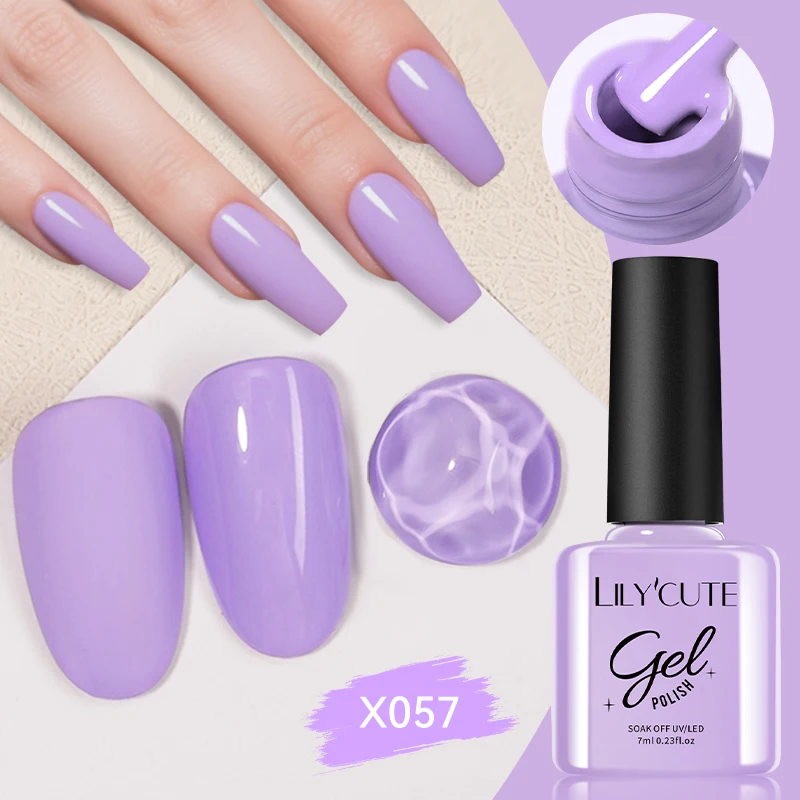 LILYCUTE 7ml 라이트 퍼플 컬러 시리즈 젤 매니큐어 로즈 레드 UV LED 세미 퍼머넌트 젤 바니시 네일 아트 매니큐어 용