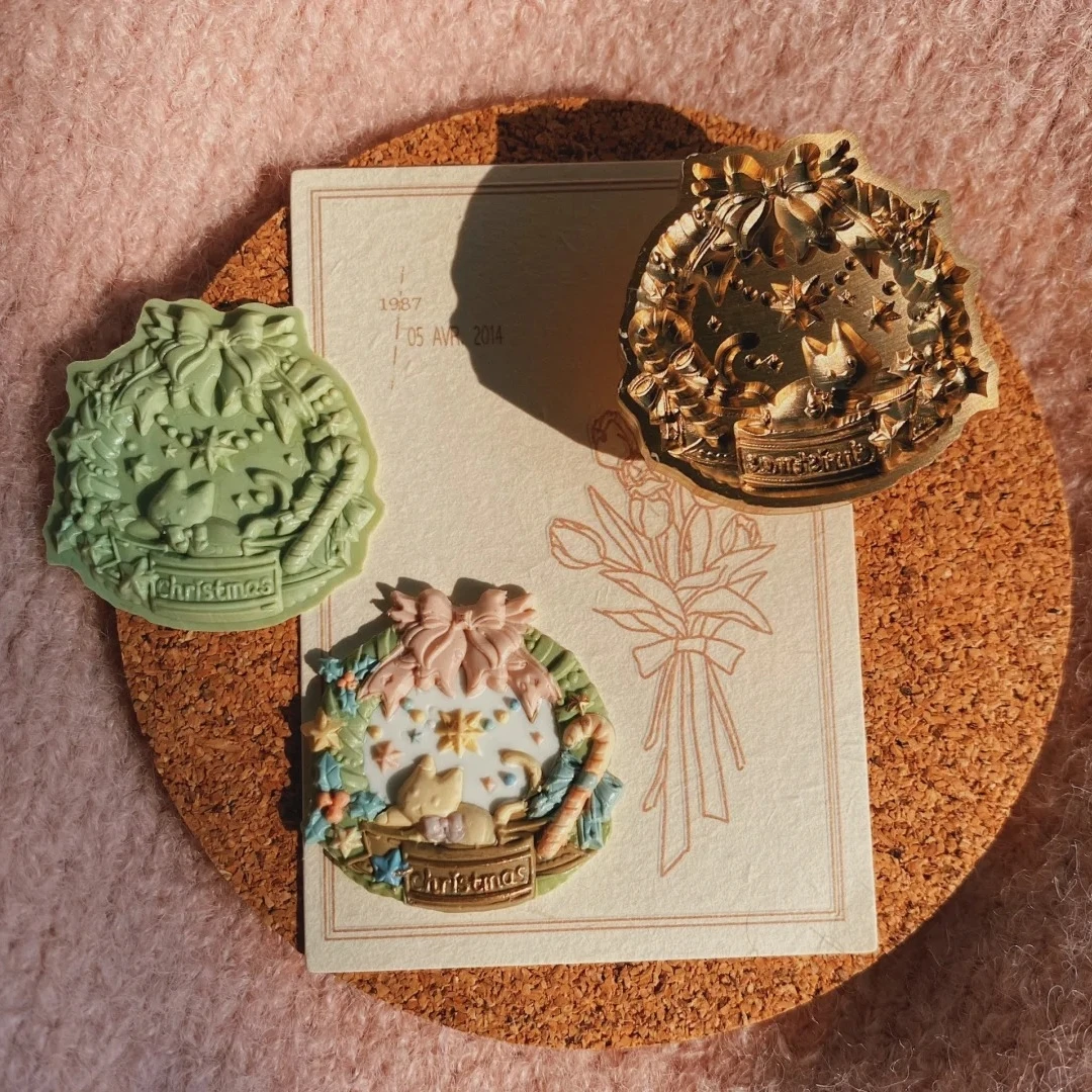 Fire Seal Christmas Series Seal Head Jingle Bell Snowflake Special Embossed Frosted Copper Head Envelope Stamp Toy Gift