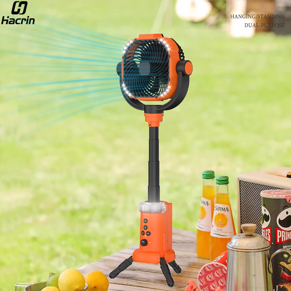 Camping Fan 20000mAh Rechargeable Portable Outdoor Camping Fan Wireless Portable Tent Ceiling Fan with Light and Remote Control