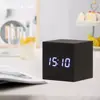 Voice Control Square Digital LED Alarm Clock Retro USB/AAA Powered Glow Clock Wood Multifunctional Desk Clock Gift 1