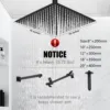 KEMAIDI Black Rainfall Shower Head High Pressure Square Stainless Steel Showerhead with Silicone Nozzle Ultra Thin Water Saving 2