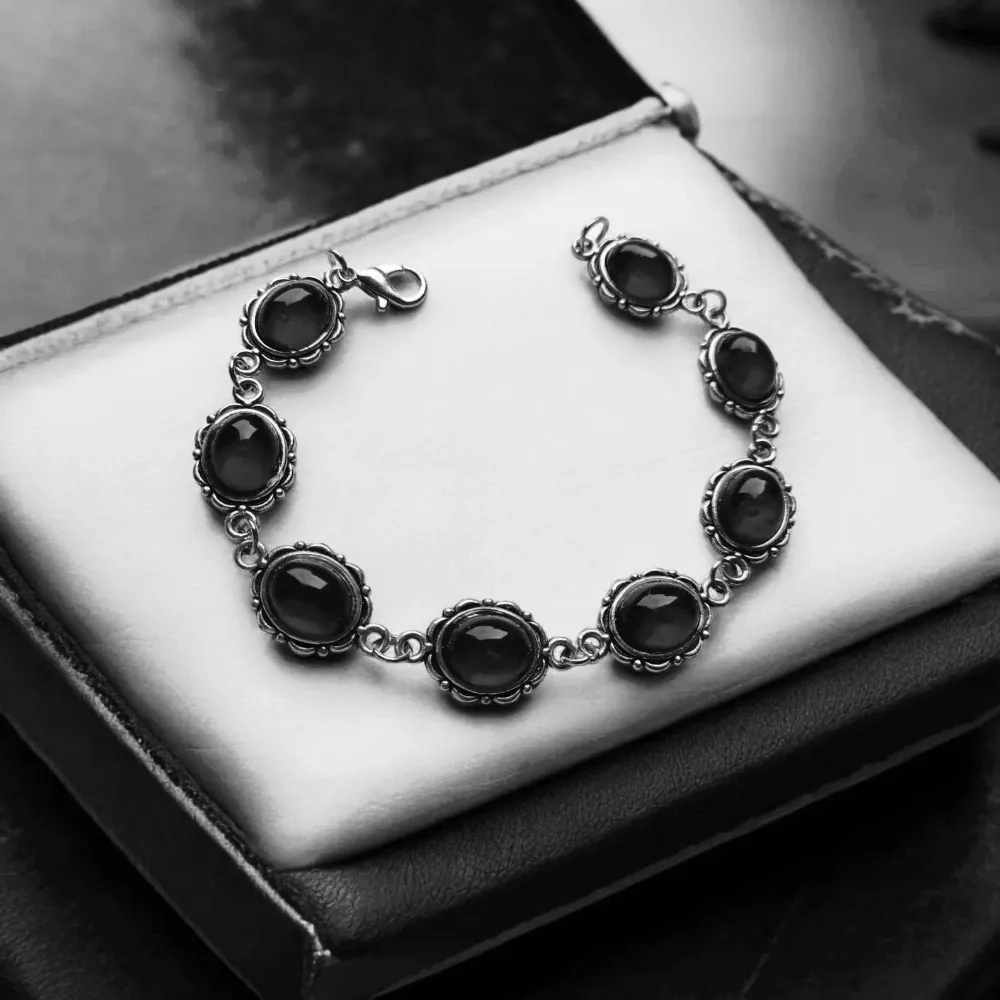 Goth Bracelets MONGAS Sterling Silver Goth Bracelet - Skeleton Heart Snake Bracelet For Women, Adjustable Chain Heart Bracelets For Women