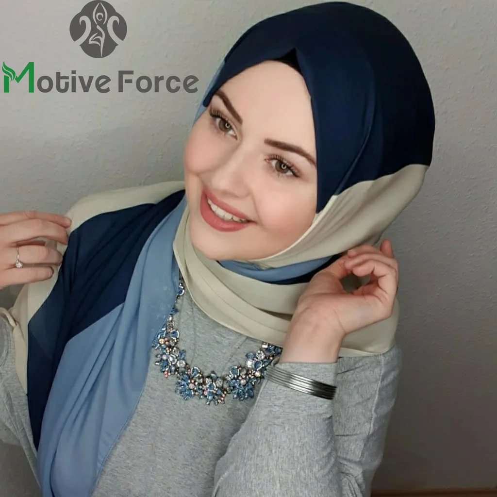 Szal muzułmański kobiety luksusowe niebieskie szyfonowy hidżab Abaya hidżaby dla kobiety Abayas koszulka sukienka muzułmańska turbanów natychmiastowy chusta na głowę