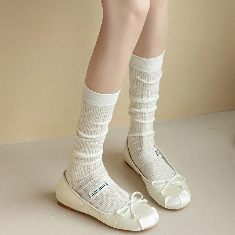 Women Stockings Lolita Long Socks JK Sweet Girls Stocking Japanese Style Solid Color Knee Socks Stockings Female Spring Summer 2