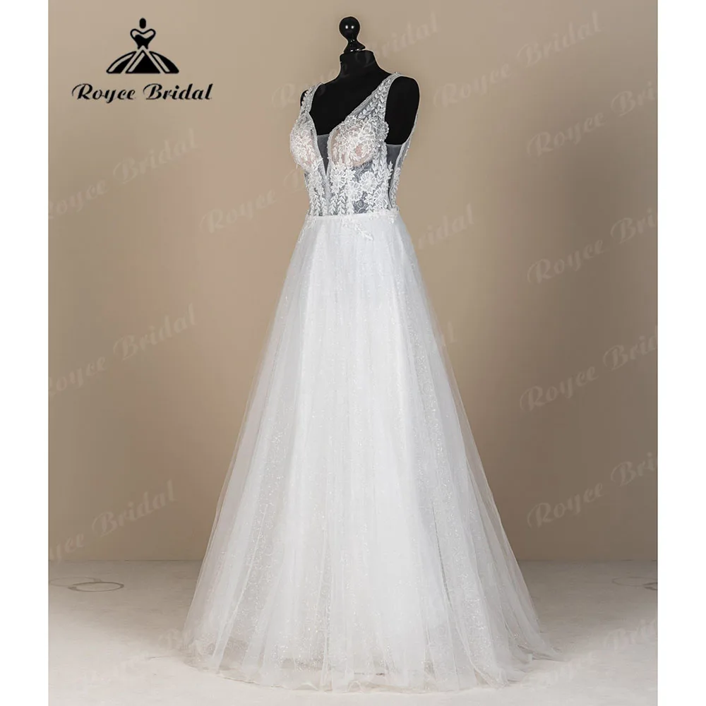 

Женское кружевное свадебное платье без рукавов, ТРАПЕЦИЕВИДНОЕ элегантное платье со шлейфом, 2023