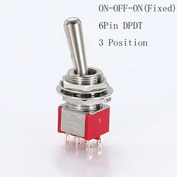 Large Long Handle Panel Mount Mini Toggle Switch, 5A 125VAC (T8012 ON - OFF - ON)