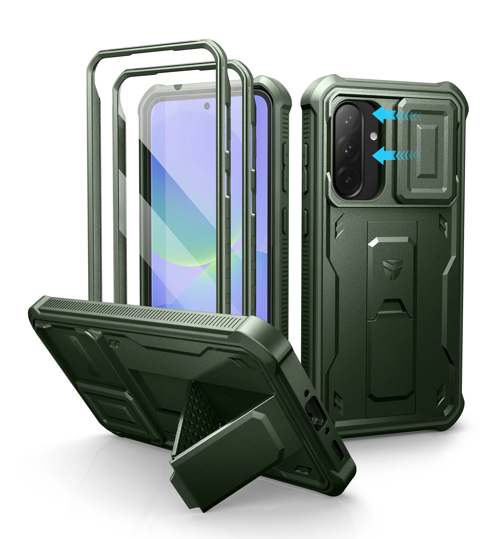 Heavy Duty Shockproof Phone Case with Built-in Magnetic Sliding Camera Cover