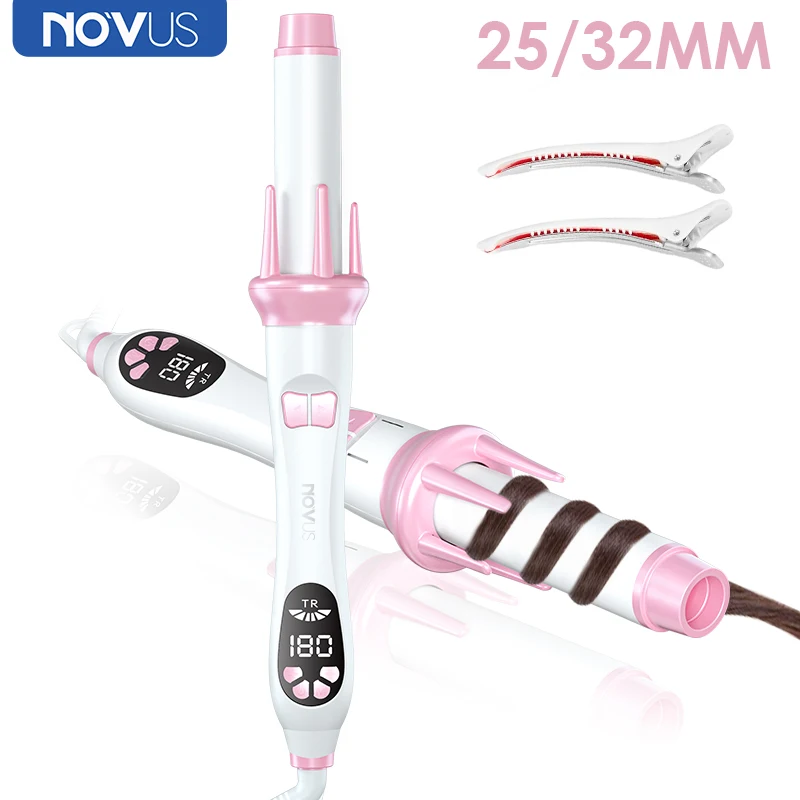 NOVUS 25/32MM Automatic Curling Iron Ceramic Rotating Hair Curler Multiple Temperature Settings Fast Heating Styling Tools e3d revo ceramic hotend kit 24v 40w 104nt 4 thermistor fast heating heated block kit all in one bimetal nozzles 3d printer part