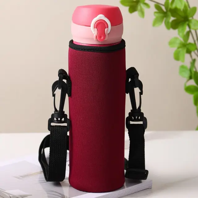 Water Bottle Cover Bag Pouch With Strap Neoprene Water Pouch Holder Shoulder Strap Black Bottle Carrier Insulat Bag 4