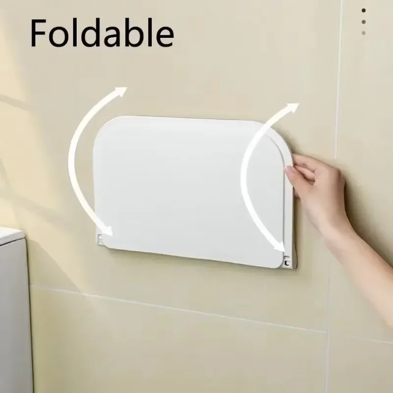 Foldable Wall Shelf Punch-Free Wall-mounted Plastic Floating Shelf Household Bathroom Toilet Towel Clothes Storage Rack 5