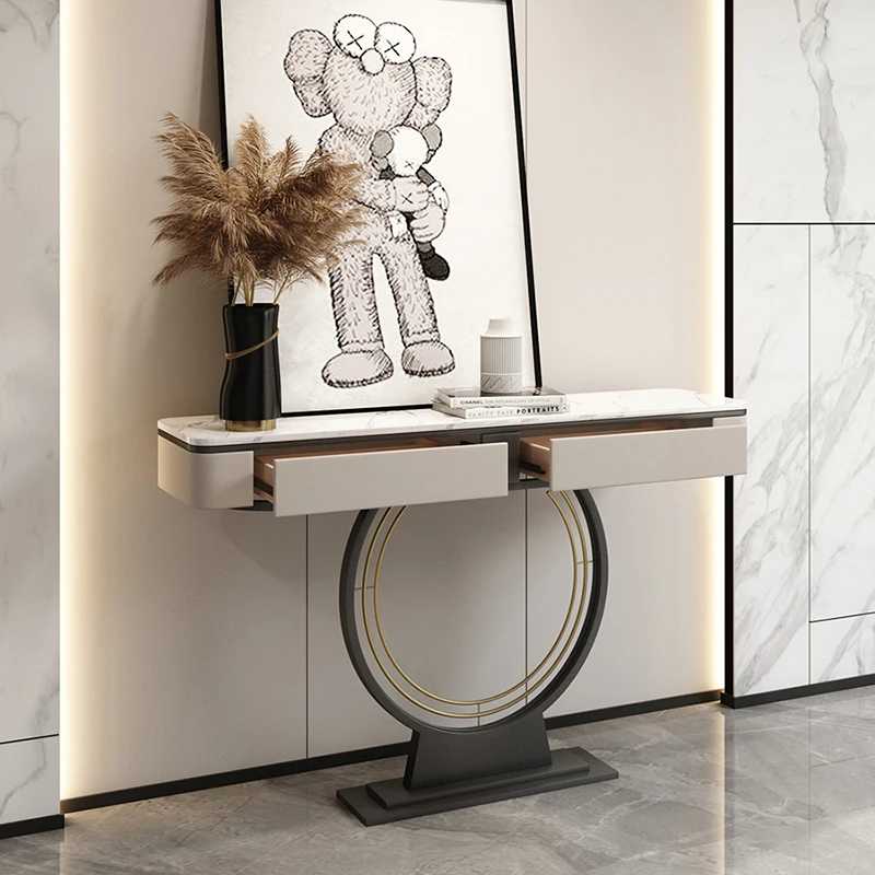 Tavoli Console dal Design Semplice, Tavolo Console Moderno di Lusso per Ingresso, Tavolo con Spazio di Archiviazione per Soggiorno - immagine 6