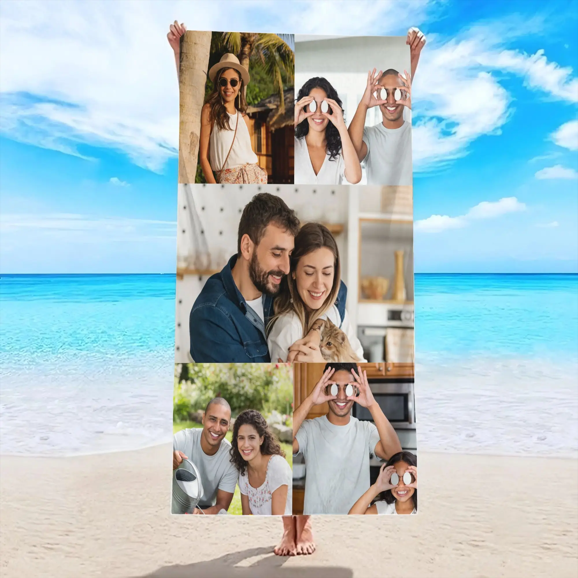 Custom Photo Beach Towel Soft Microfiber Lightweight Polyester Towel Anti-Sand For Family Friends Party Quick-Drying Bath Towel