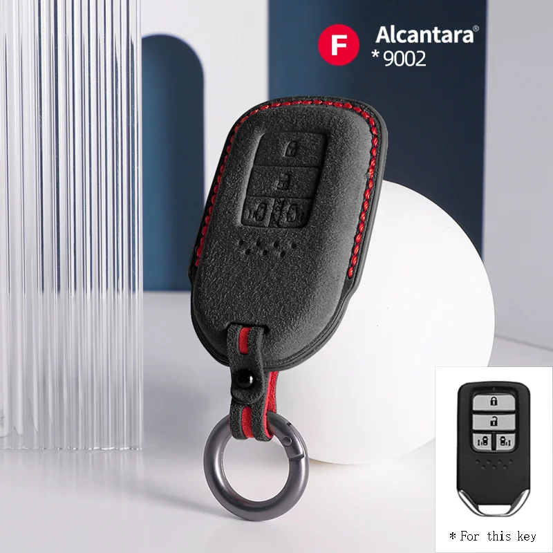 

For Honda CRV CR-V Fit Civic Accord HR-V HRV City Odyssey XR-V Keychain Alcantara Car Key Case Cover Auto Accessories
