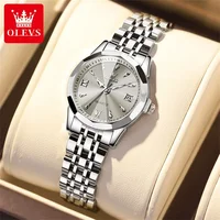 OLEVS Elegant Fashion Ladies Watch 9998 Original Quartz Women's Watches Waterproof Stainless Steel Luminous Date Wristwatch
