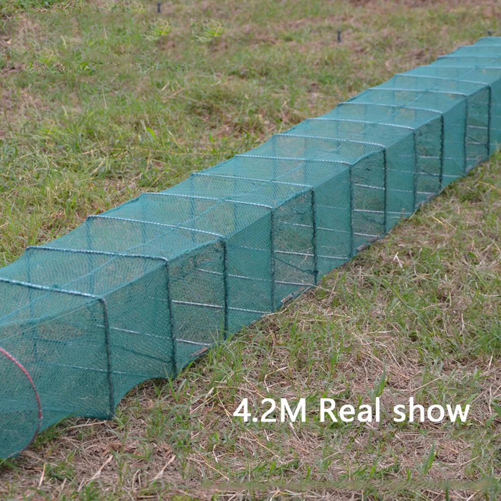 Fishing Net Portable Folded Long Nylon 1.5M-5.5M Crab Fish Hand Casting Cage Mesh Trap Catcher Live Lobster
