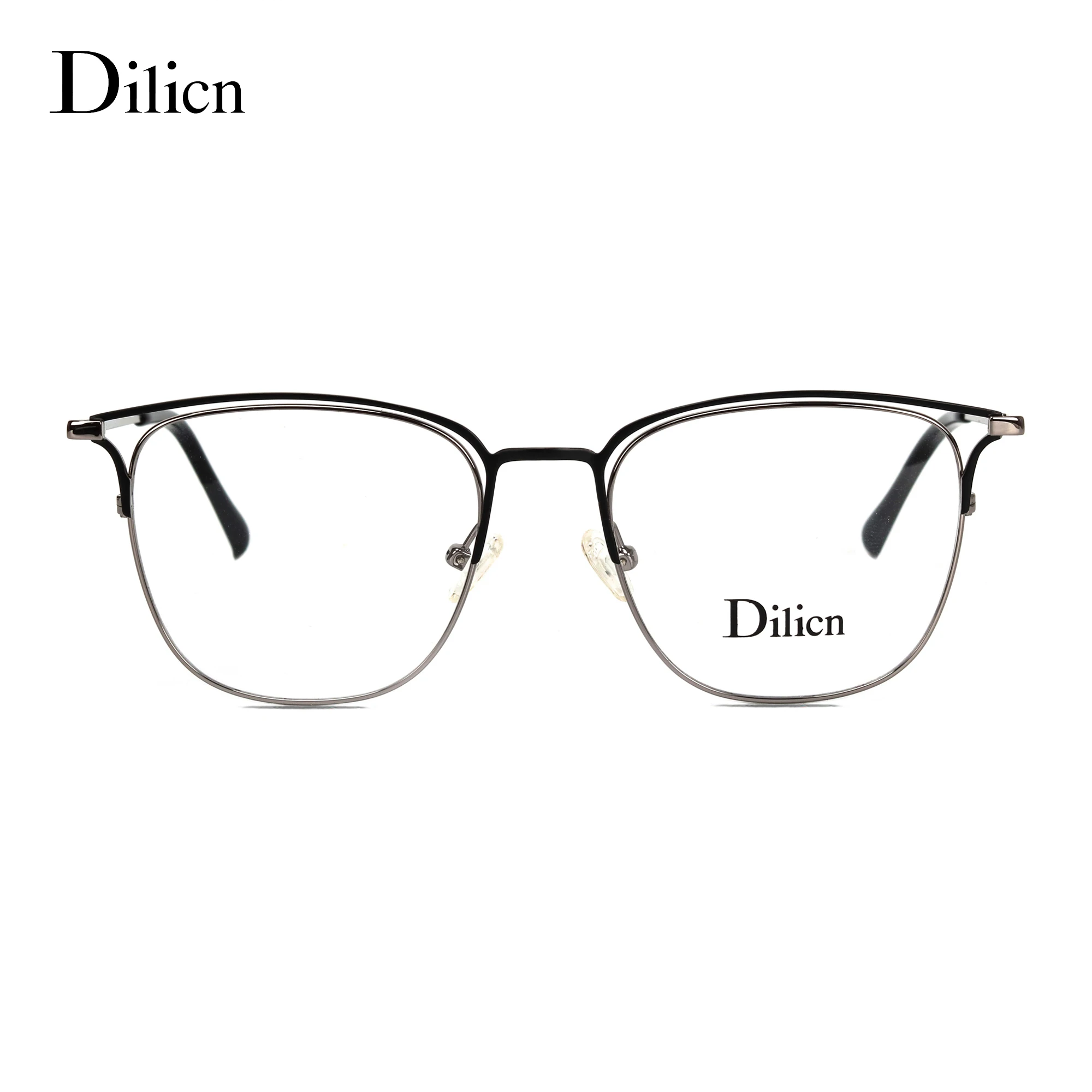 

оправа для очков мужчин Dilicn 1017 Square Style Metal Myopia Prescription High Quality Glasses Men Designer Eyeglasses