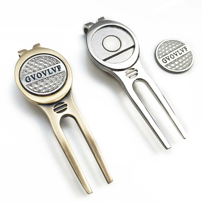1pc Golf Divot Repair Tool with GvOvLvF Ball Marker, A Unique and Multi-Functional Golf Accessory, Silver And Copper Two Colors 4