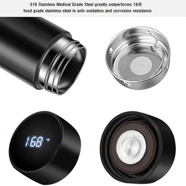 Coffee Cup, Teapot, Smart Sports Bottle with LED Temperature Display, 17 Oz Insulated Stainless Steel Water Bottle 5