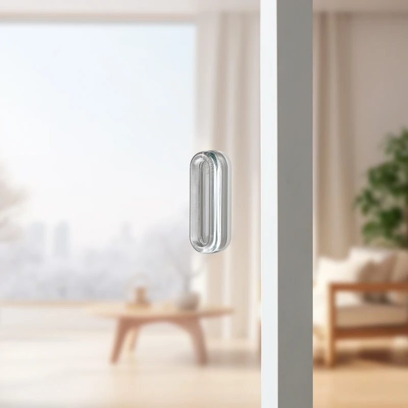 Self-Adhesive Sliding Door Handle 4PCS Transparent Plastic Soft PU Door Handle Kitchen Cabinet Glass Sliding Drawer