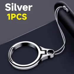 Universal Metal Phone Ring Grip Holder and Kickstand with Chain Lanyard (1X Silver)