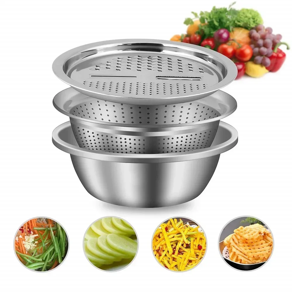 Insalatiera Tritatutto In Acciaio Inox Con Coperchio E Lama - Ciotola 4 In 1 Per Preparare E Conservare Insalate - Base Antiscivolo, Senza BPA - 2