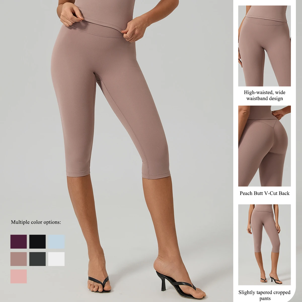 Hearuisavy Leggings Capri Femme Taille Haute Séchage Rapide pour Yoga, Entraînement, Gym, Fitness, Course à pied, Effet Push-up 3/4