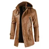 Coat Windproof Clothes Men's Hooded Long Leather coat Men's Leather Motorcycle Leather fashion Winter Korean Fashion Jacket 3