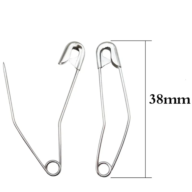 DIY 담요 공예 브로치 제작용 곡선 안전 핀, 실버 38mm 바느질 핀, 퀼팅 뜨개질 벤딩 핀, 60 개/100 개/상자