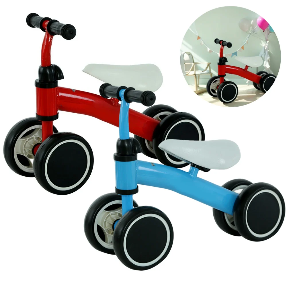Children Bicycles Baby Balance Bike Baby Walker Ergonomic Seat Toddler Bicycle Toy 4 Wheels Learning Walker for First Birthday Gift
