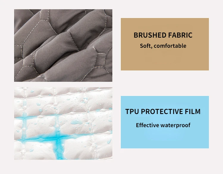 Description Picture 5 of item100% Waterproof Mattress Cover Quilted Cotton Bed Cover Solid Color Thicken Mattress Protector Bedspreads Fitted Sheet Queen