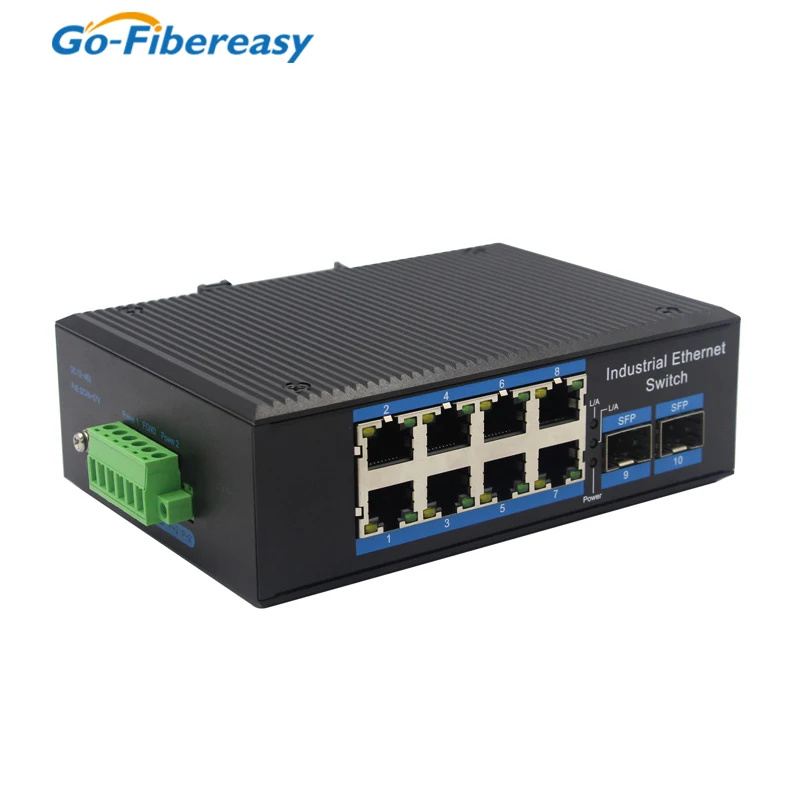 Gigabit Industrial PoE Switch 8Port L2+ Managed Support IEEE802.1ad Q-in-Q VLAN Stacking Robust IP40 Aluminum Ethernet Switch