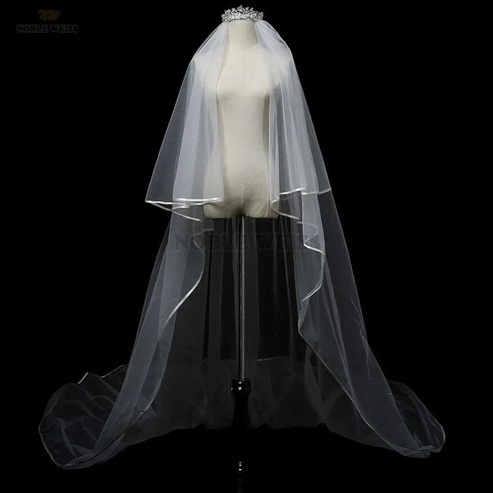 Bridal Veil 2T Satin Edge Wedding Veil Cover Face Bridal Veils With Comb 300*380 Customized
