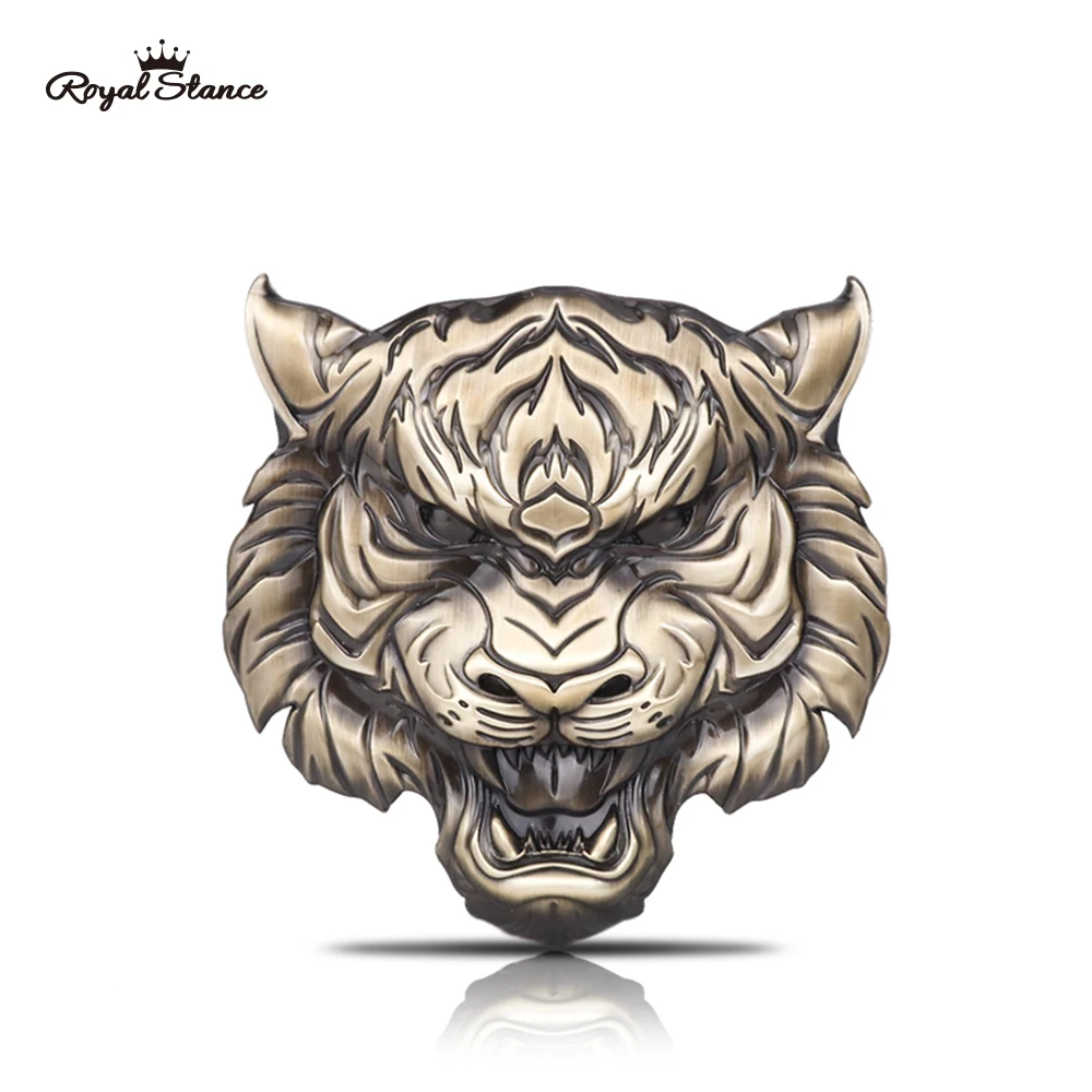 

Royal Stance Tiger Head Majesty Car Emblem Auto 3D Metal Beast Sticker Animal Bronze Badge Trunk Window Motorcycle Styling